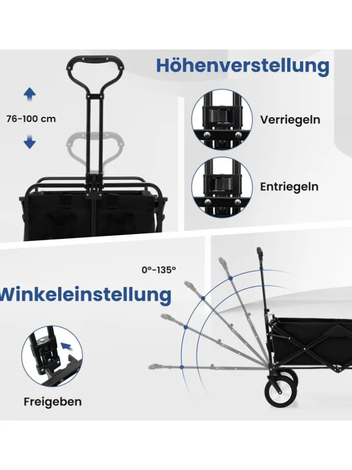 Bollerwagen faltbar in Schwarz