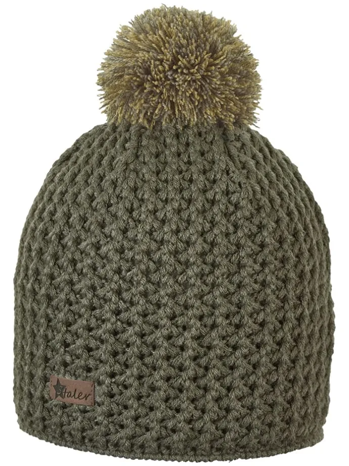 Bommelmütze in Khaki