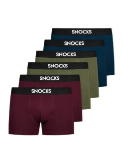 Boxershorts aus Bio-Baumwolle 6 Stück in Mix (Rot/Olive/Blau)