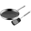 Bratpfanne mit Pfannenwender in Silber - Ø 28 cm