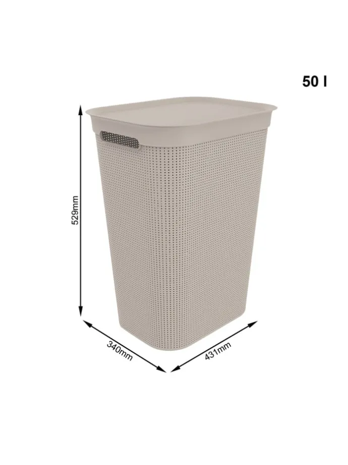 Brisen Wäschebox 50l mit Deckel und Griffe in Cappuccino
