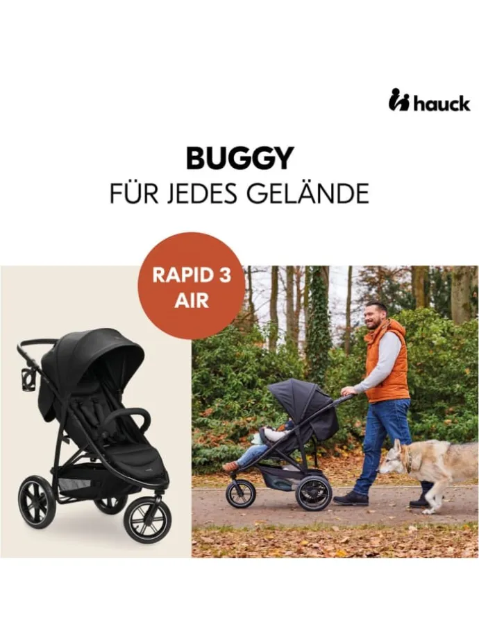Buggy Rapid 3 Air (bis 25 kg) - mit Luftreifen, in schwarz