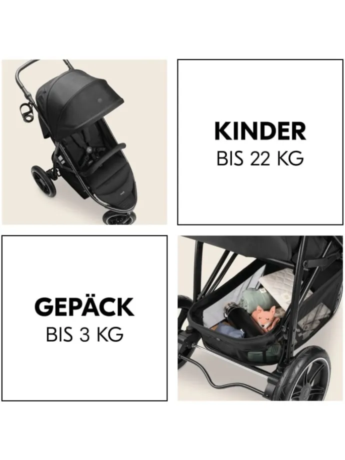 Buggy Rapid 3 Air (bis 25 kg) - mit Luftreifen, in schwarz