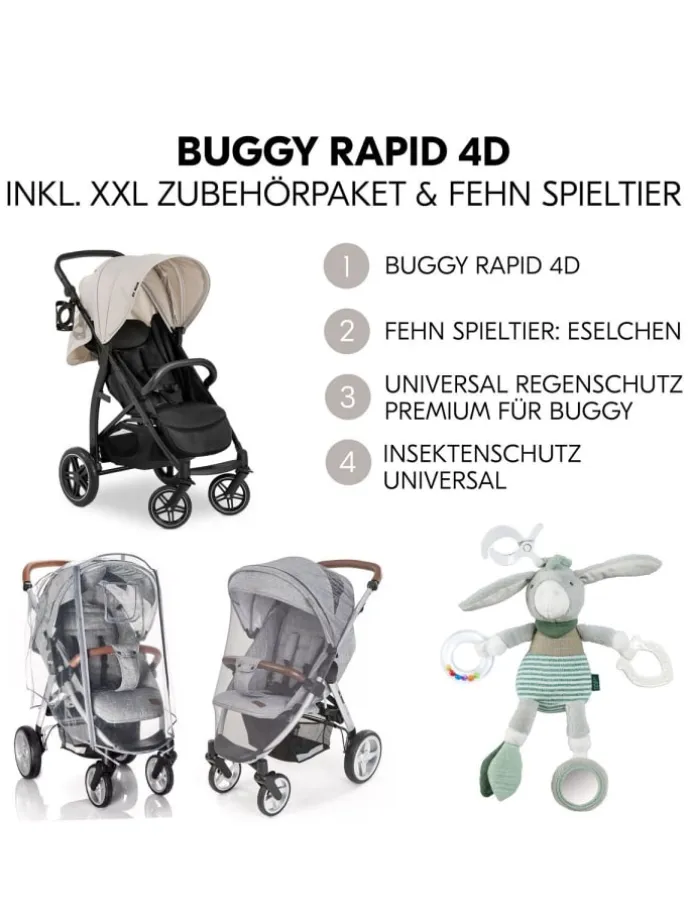 Buggy Rapid 4D (bis 25 kg) - XL Verdeck & in schwarz,beige