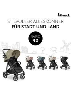 Buggy Rapid 4D (bis 25 kg) - XL Verdeck & in schwarz,beige