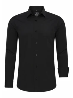 Business Hemd Slim Fit Premium Cotton-Stretch in Schwarz