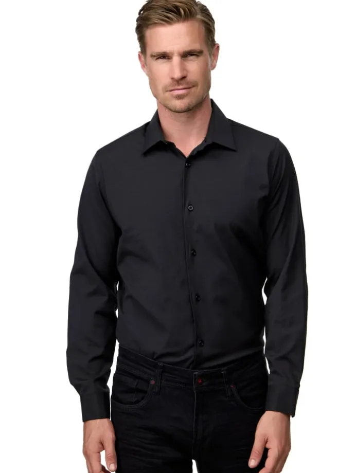 Business Hemd Slim Fit Premium Cotton-Stretch in Schwarz