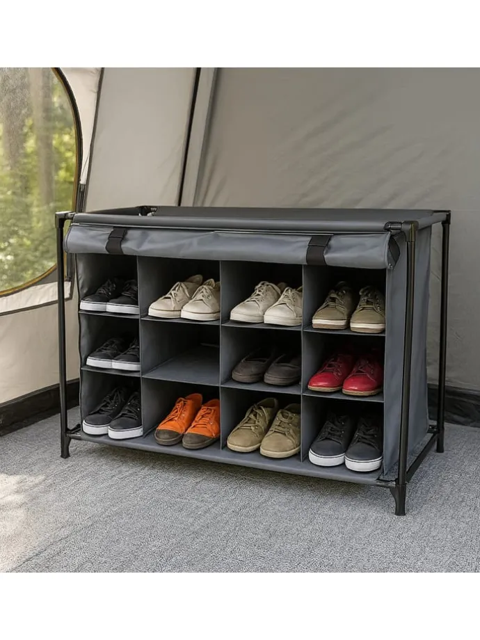 Camping-Schuhregal in Grau - (B)85 x (H)65 x (T)35,5 cm