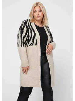 Cardigan in Beige/ Schwarz