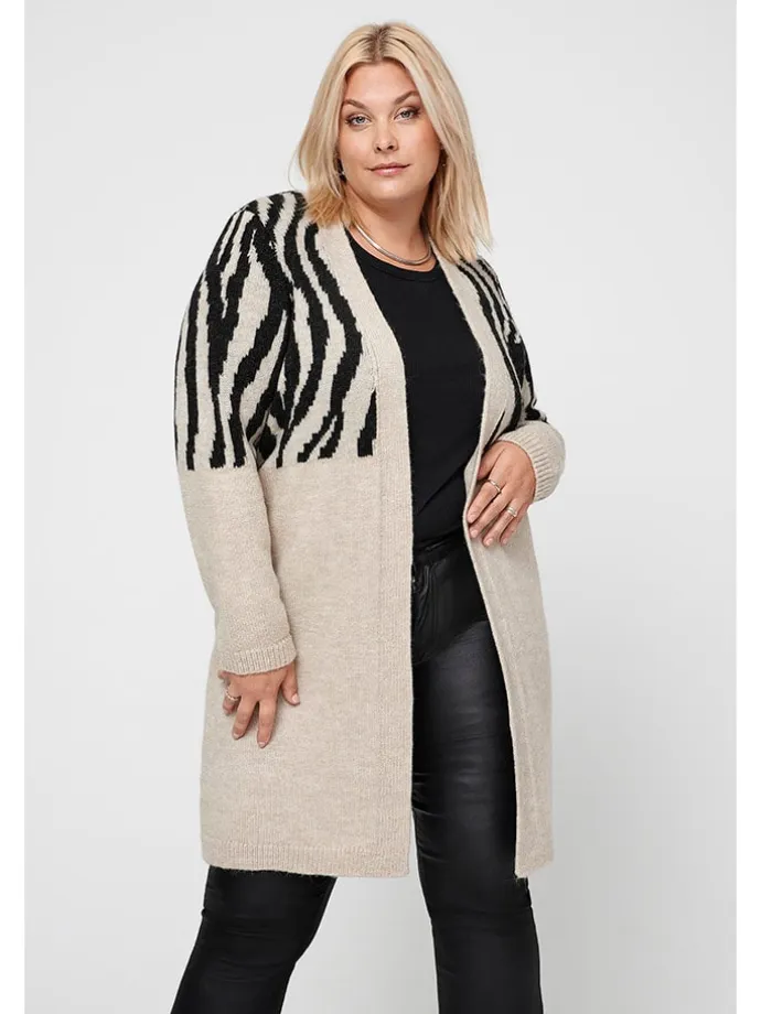 Cardigan in Beige/ Schwarz