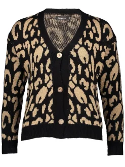 Cardigan in Beige/ Schwarz