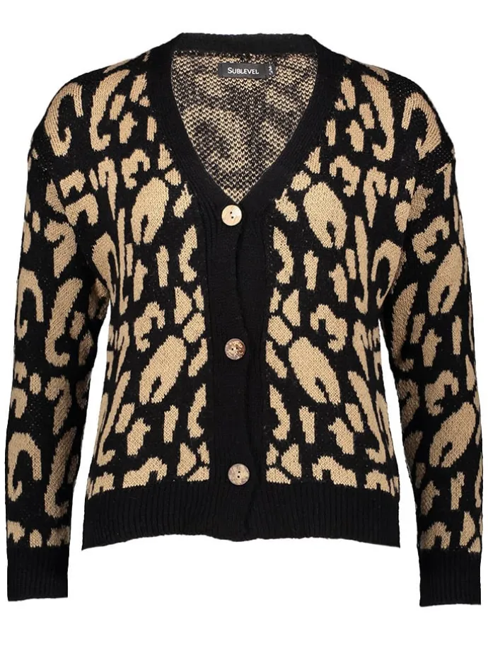 Cardigan in Beige/ Schwarz