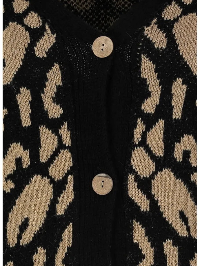 Cardigan in Beige/ Schwarz