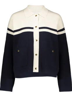 Cardigan in Creme/ Dunkelblau