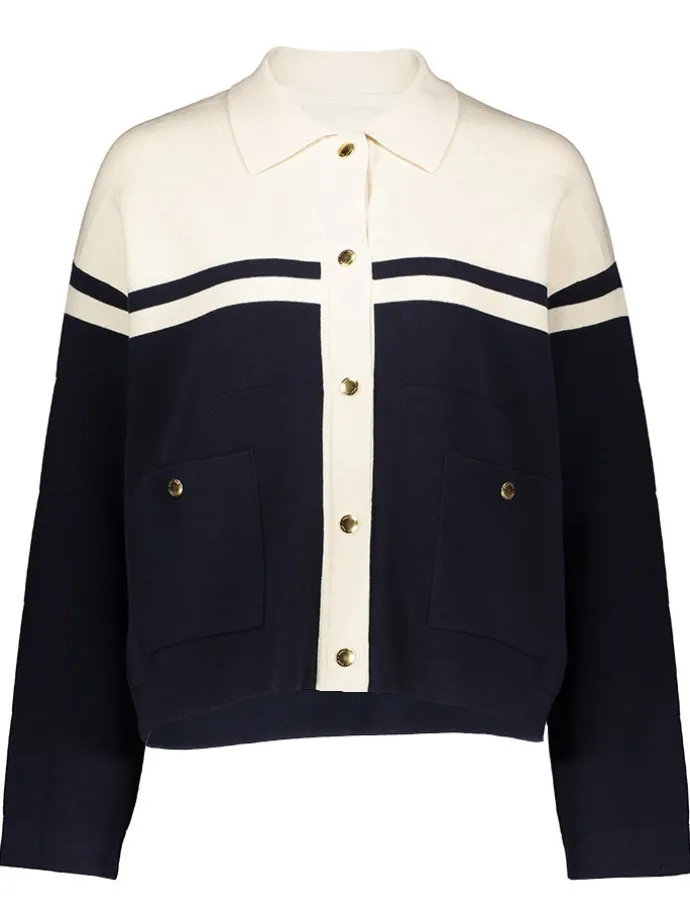 Cardigan in Creme/ Dunkelblau