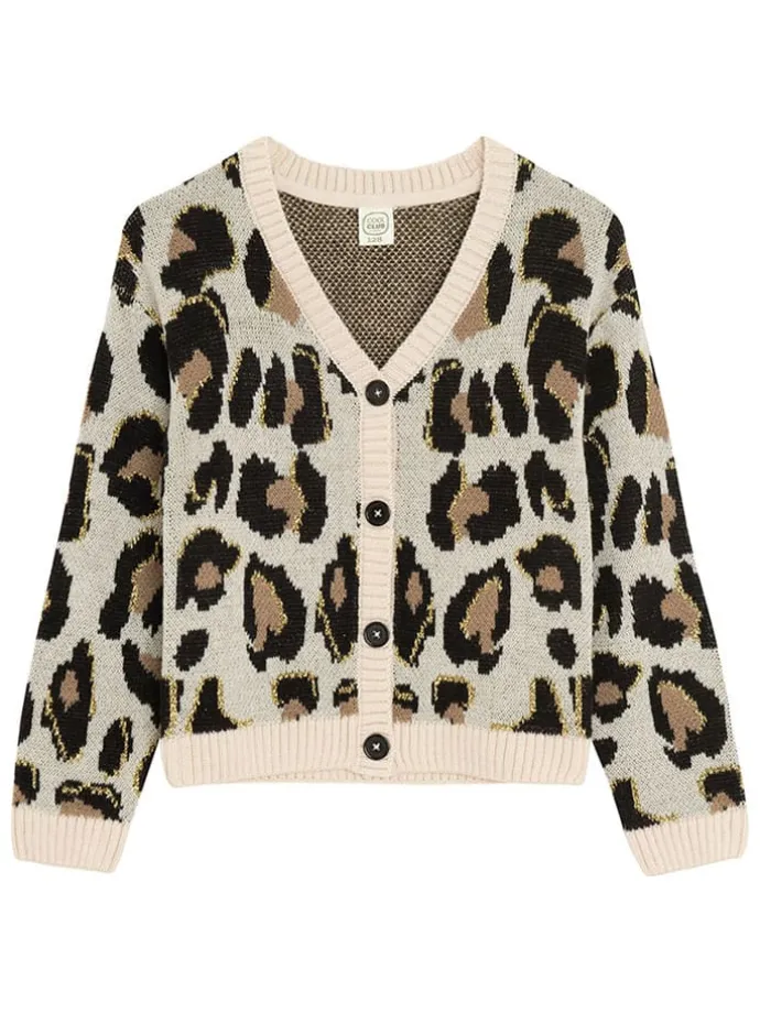 Cardigan in Creme/ Hellbraun/ Schwarz