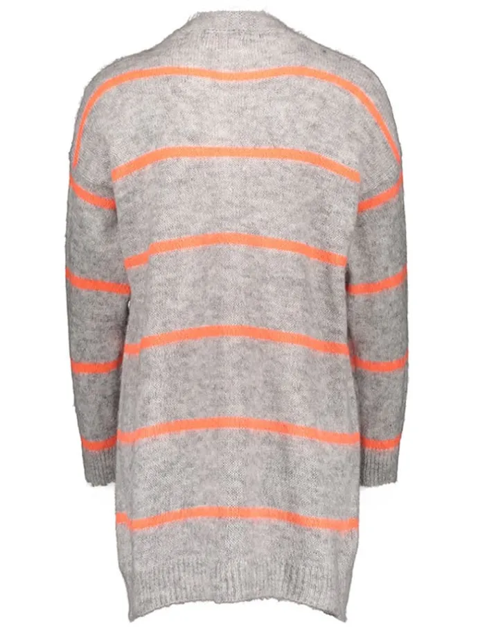 Cardigan in Grau/ Orange