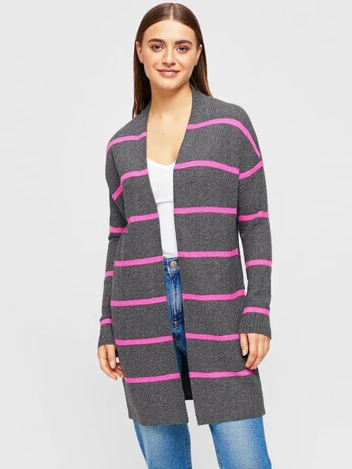 Cardigan in Grau/ Pink