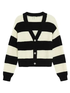 Cardigan in Schwarz/ Creme