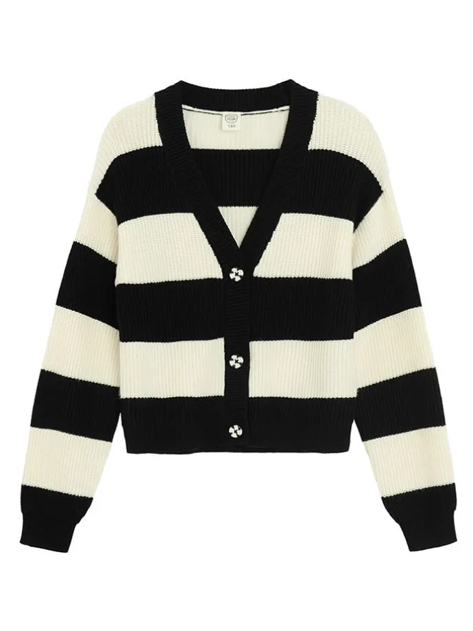 Cardigan in Schwarz/ Creme