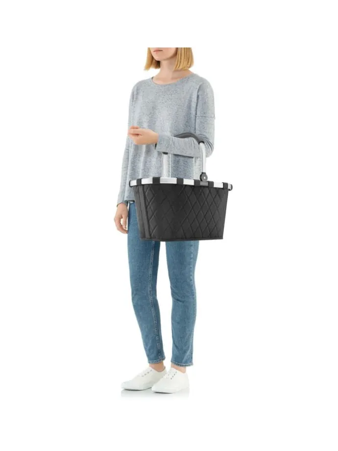 Carrybag - Einkaufskorb (cord dark matcha) in rhombus black