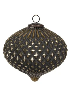 Christbaumkugel in Schwarz/ Gold - (L)13 x  Ø 10 cm