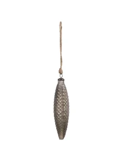 Christbaumkugel in Silber - (L)24 x  Ø 7 cm