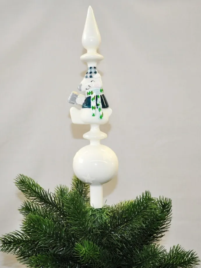 Christbaumspitze Glas 34cm Spitze Bär Krug