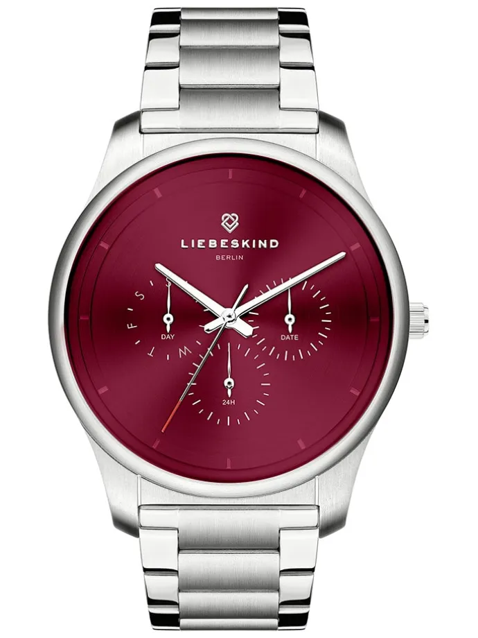 Chronograph in Silber/ Bordeaux