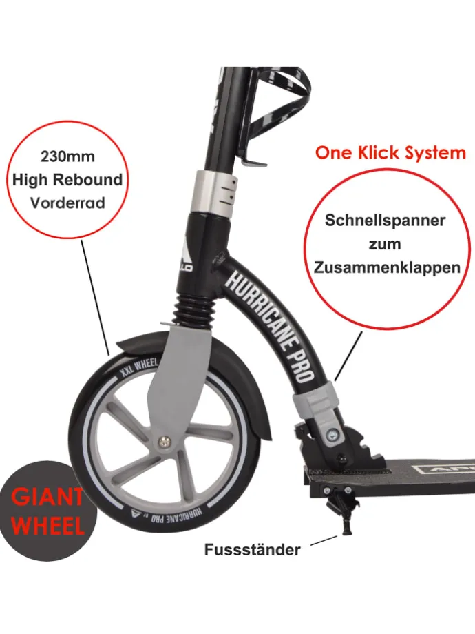 City Scooter " Hurricane " in schwarz/silber