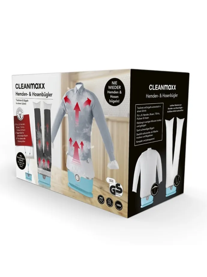 CLEANmaxx Bügler Hellblau für Hemden & Blusen + Bügler-Aufsatz für Hosen