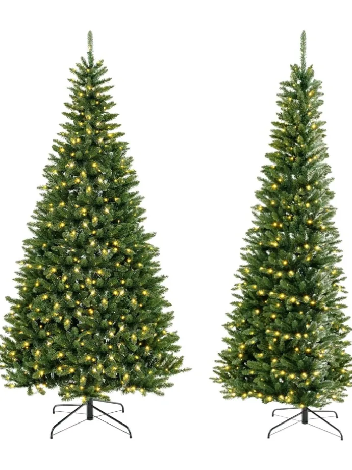 240cm Künstlicher Weihnachtsbaum Ecke mit Beleuchtung in Grün