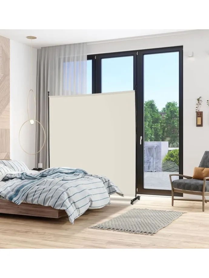 184cm Raumteiler auf Rollen in Beige