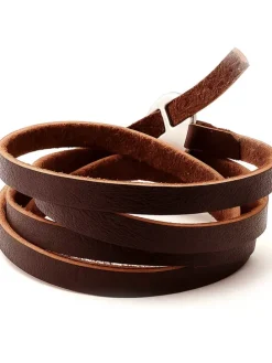 Cognac-Braunes Echt-Leder Wickelarmband für Herren