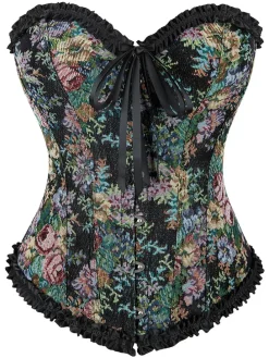 Corsage in Schwarz/ Bunt