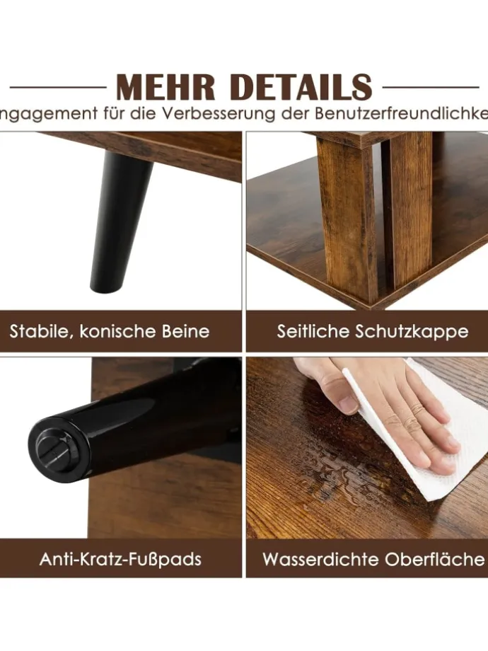 Couchtisch 2 Ebenen 70x50x41cm in Braun