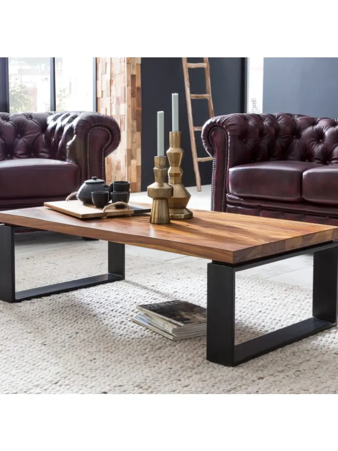 Couchtisch WL5.650 115x35x60 cm Massiv Holz Sofatisch mit