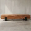 Couchtisch 115x22x44cm Massivholz / Metall Sofatisch, Design