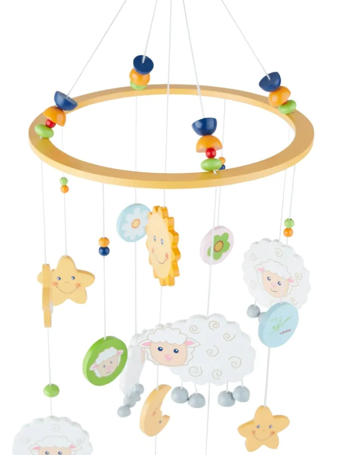 3D Baby Mobile Schaf Betty Holz - ab Geburt in Gelb