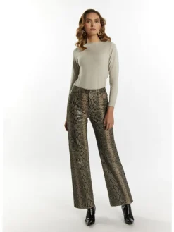 Damen Lederhose in Beige Schlange