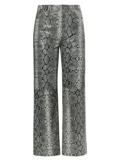 Damen Lederhose in Grau Schlange