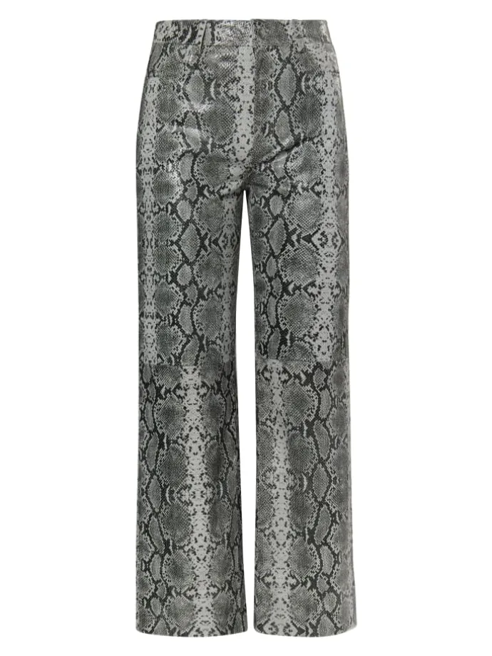 Damen Lederhose in Grau Schlange