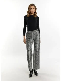 Damen Lederhose in Grau Schlange