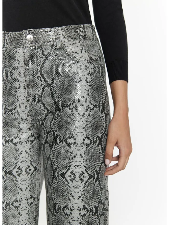 Damen Lederhose in Grau Schlange