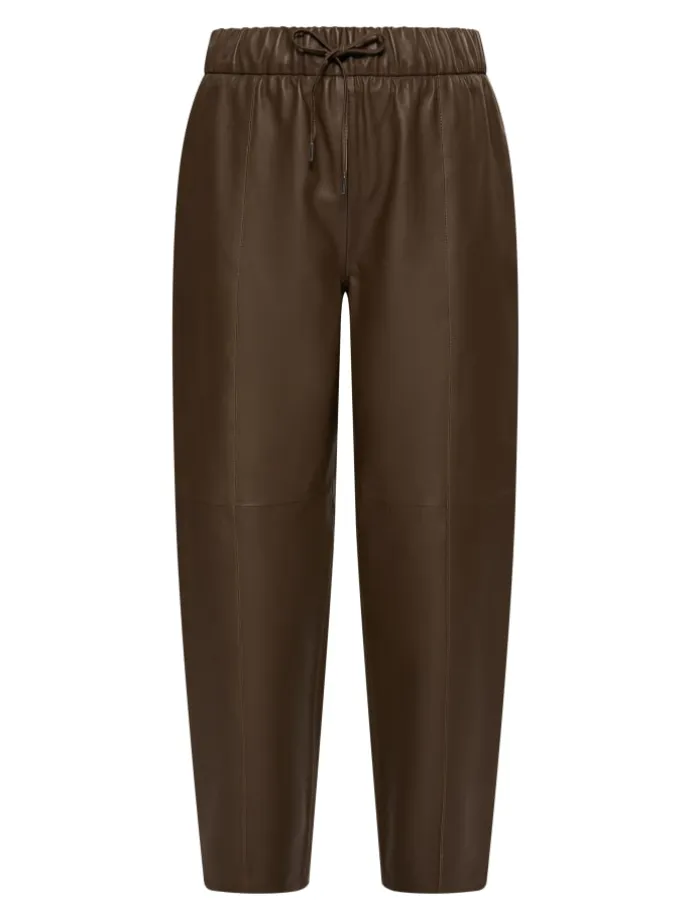 Damen Lederhose in Taupe