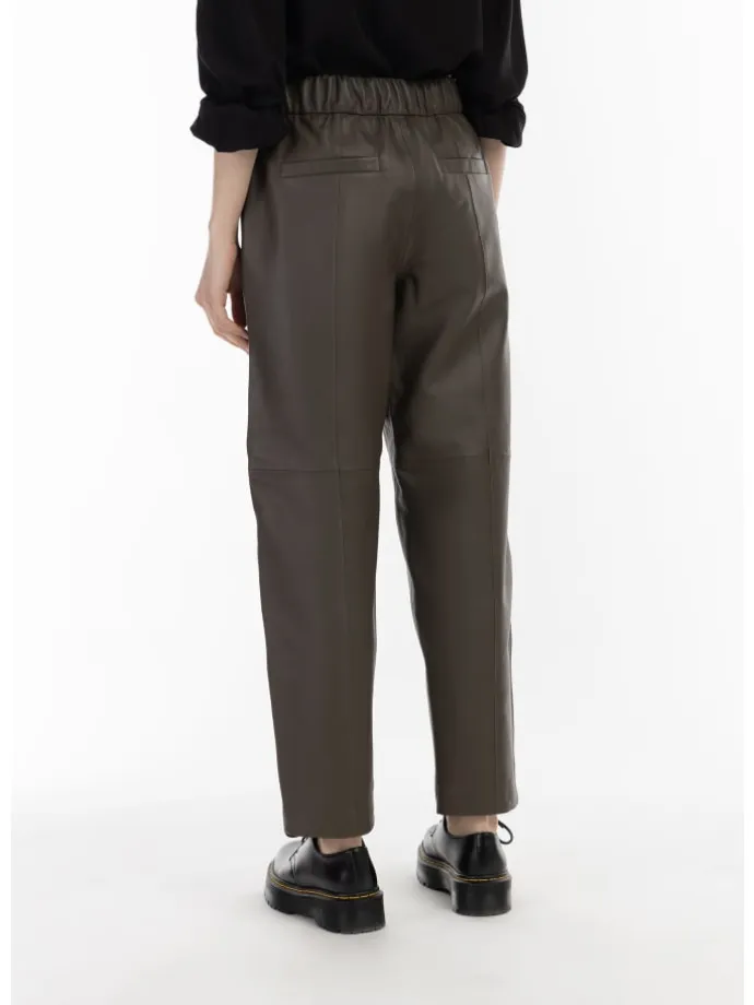 Damen Lederhose in Taupe