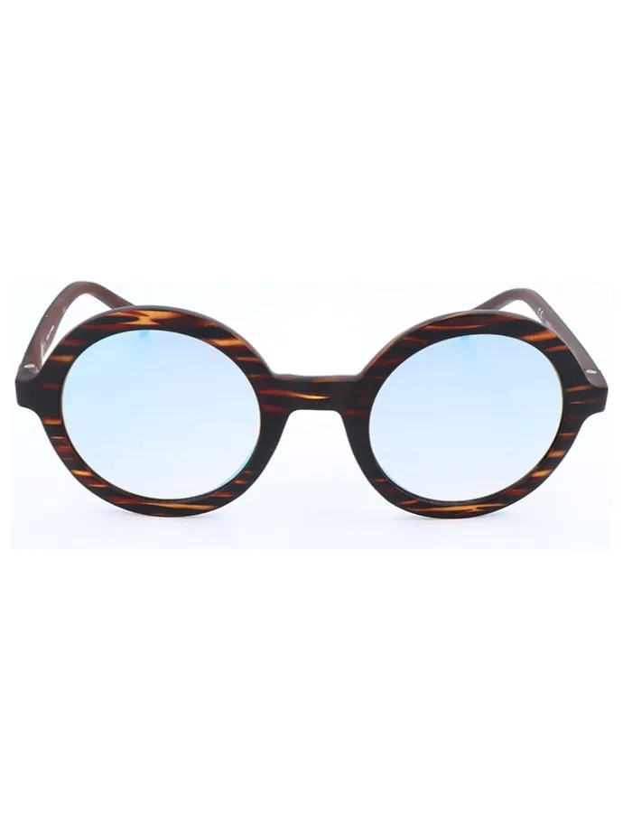 Damen-Sonnenbrille in Dunkelbraun-Gelb/ Hellblau