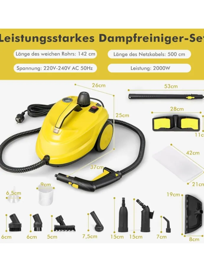 Dampfreiniger 2000W in Gelb