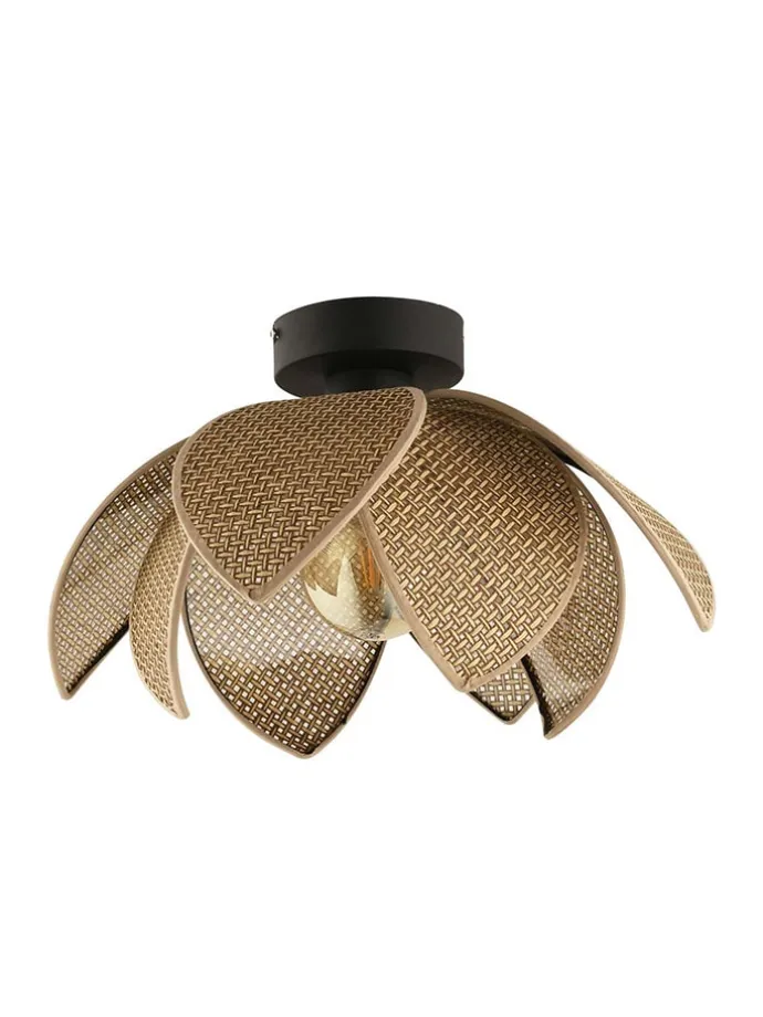 Deckenleuchte in Beige/ Schwarz - (H)26 x Ø 40 cm