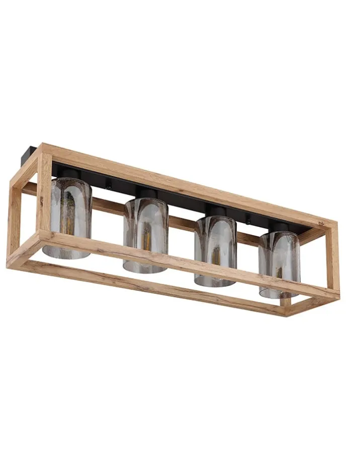 Deckenleuchte ''Pettey'' in Hellbraun - (B)74,5 x (H)20 x (T)22,5 cm